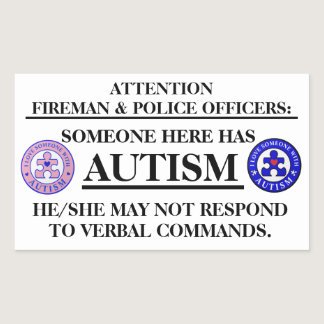 AutismPuzzlePiece.com Autism Fire/Emergency Safety Rectangular Sticker