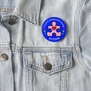 AutismPuzzlePiece.com original pink love awareness Button
