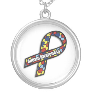 AutismRibbon Silver Plated Necklace