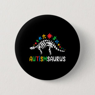 Autismsaurus Dinosaur Boys Kids Toddler Autism Awa Button