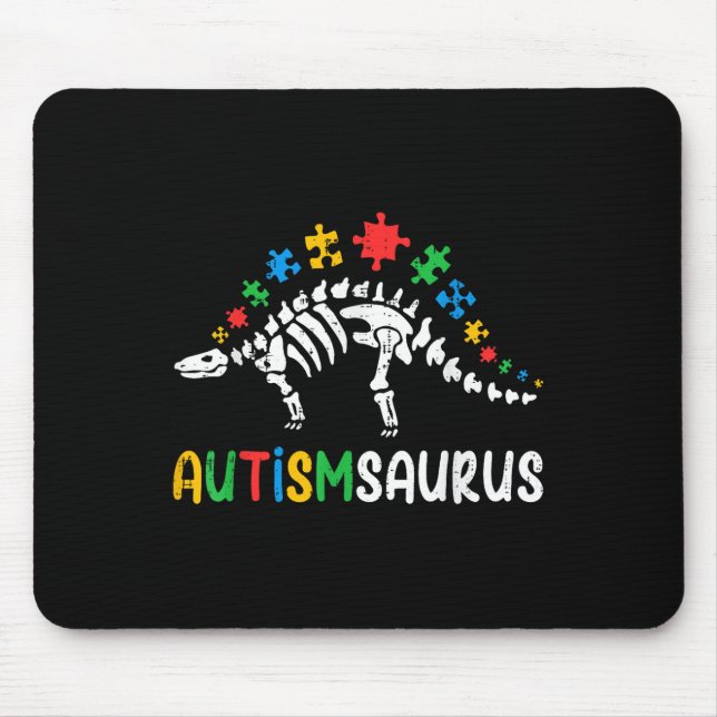 Autismsaurus Dinosaur Boys Kids Toddler Autism Awa Mouse Pad (Front)