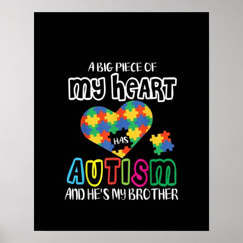 Autistic  A Big Piece My Heart Has Autism Poster