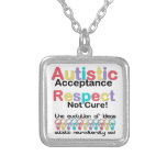 Autistic Acceptance Respect Not Cure Silver Plated Necklace at Zazzle