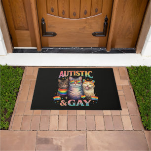 Autistic And Gay Funny Cat Doormat