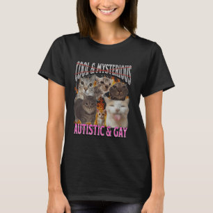 Autistic and Gay Funny Cat Meme Bootleg Graphic T-Shirt