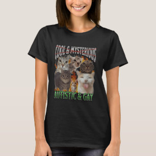 Autistic and Gay Funny Cat Meme Bootleg Graphic T-Shirt