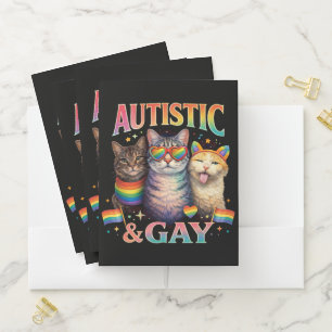 Autistic And Gay Funny Cat Pocket Folder