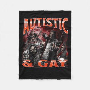 Autistic And Gay Funny Hard Skeleton Meme Bootleg Fleece Blanket