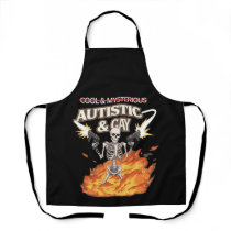 Autistic and Gay Skeleton Funny Autism Awareness Apron