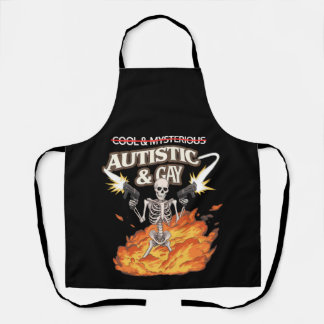 Autistic and Gay Skeleton Funny Autism Awareness Apron