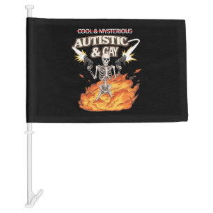 Autistic and Gay Skeleton Funny Autism Awareness Car Flag