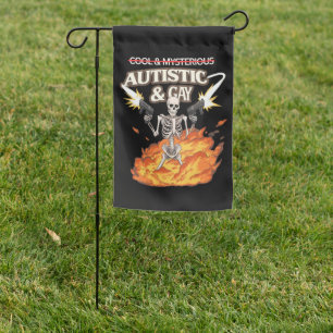 Autistic and Gay Skeleton Funny Autism Awareness Garden Flag