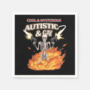 Autistic and Gay Skeleton Funny Autism Awareness Napkins