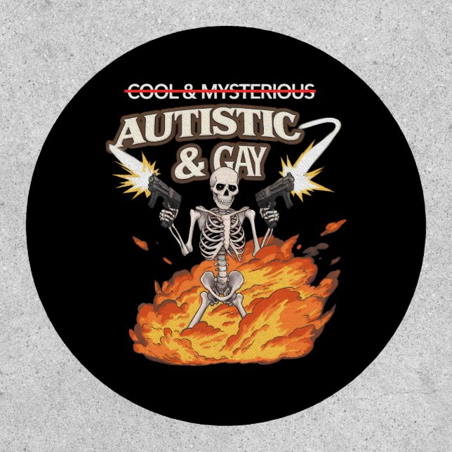 Autistic and Gay Skeleton Funny Autism Awareness Patch (Front)