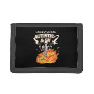 Autistic and Gay Skeleton Funny Autism Awareness Tri-fold Wallet