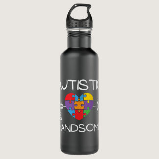 Autistic And Handsome Autism Awareness  Stainless Steel Water Bottle