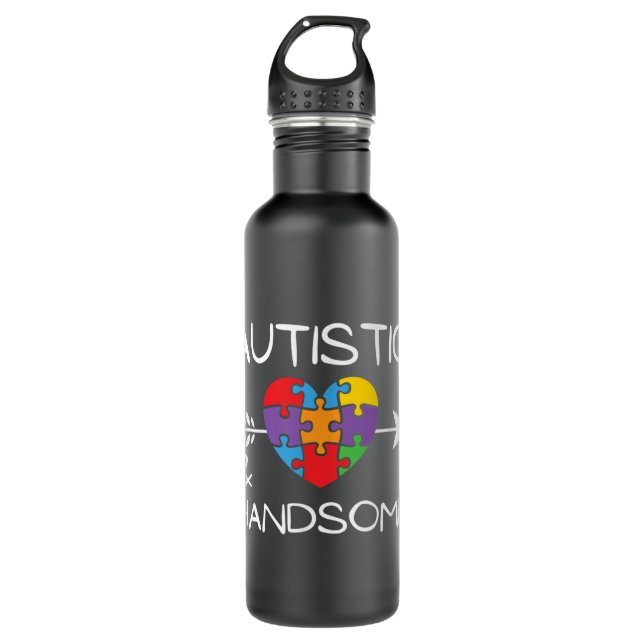 Autistic And Handsome Autism Awareness  Stainless Steel Water Bottle (Front)