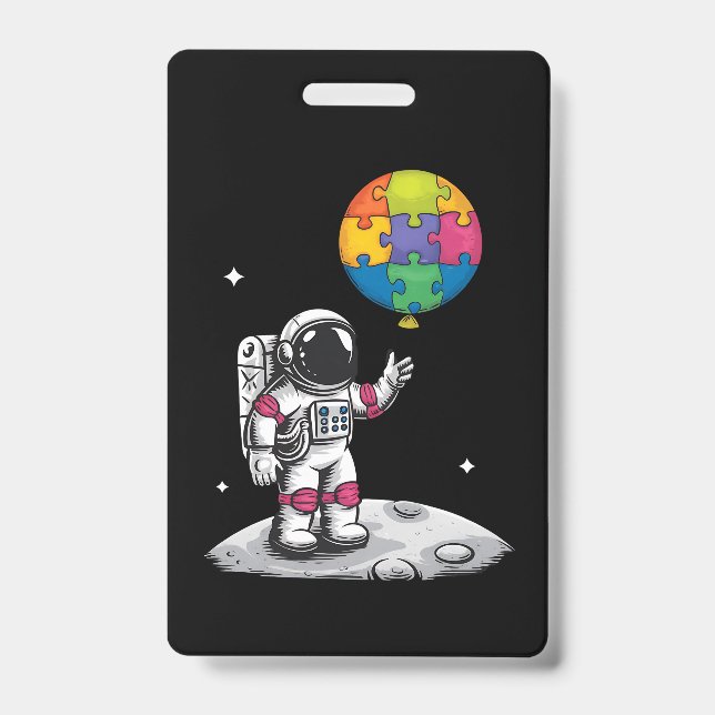 Autistic Astronaut Balloon Space Autism Awareness Badge (Front)
