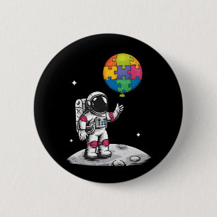 Autistic Astronaut Balloon Space Autism Awareness Button