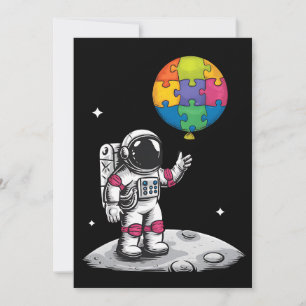 Autistic Astronaut Balloon Space Autism Awareness Invitation