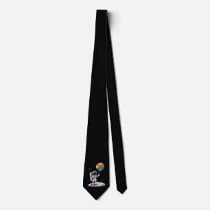 Autistic Astronaut Balloon Space Autism Awareness Neck Tie