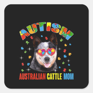 Autistic Australian Cattle Mom Puzzle Piece Square Sticker