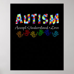 Autism Awareness Poster, Amazing, Unique, Thoughtful, Intelligent