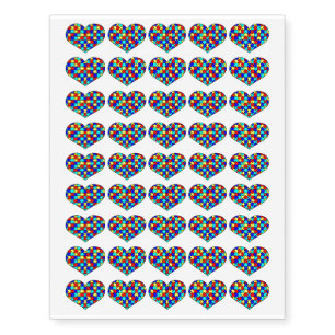 Autistic Autism Awareness Heart Design Temporary Tattoos