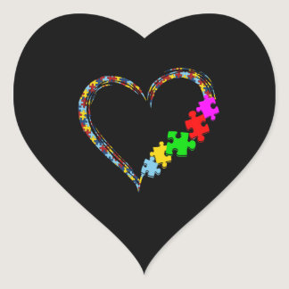 Autistic | Autism Awareness Heart Puzzle Piece Heart Sticker