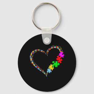 Autistic Autism Awareness Heart Puzzle Piece Keychain
