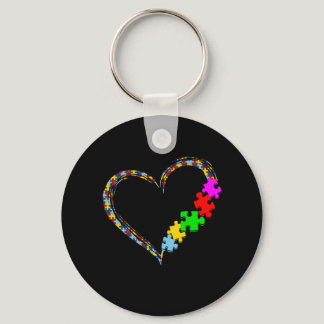 Autistic | Autism Awareness Heart Puzzle Piece Keychain