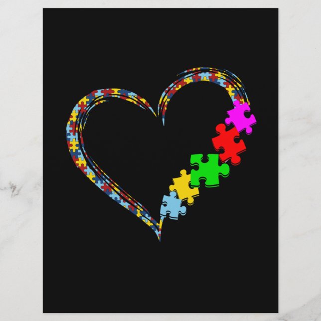 Autistic | Autism Awareness Heart Puzzle Piece Letterhead (Front)