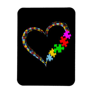 Autistic Autism Awareness Heart Puzzle Piece Magnet