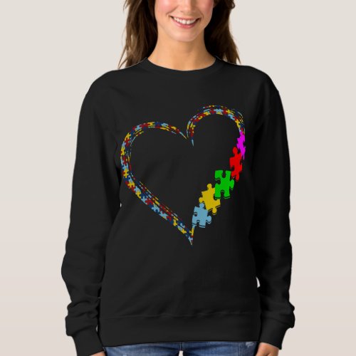 Autistic  Autism Awareness Heart Puzzle Piece Sweatshirt