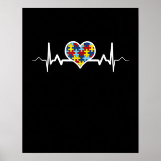 Autistic | Autism Awareness Heartbeat Puzzle Pride Poster