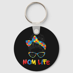 Autistic Autism Awareness Mom Life Shirts Women Mo Keychain