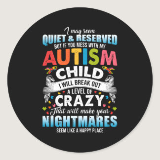 Autistic Autism Awareness Puzzle Pieces Proud Auti Classic Round Sticker