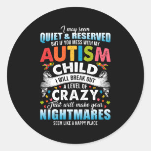 Autistic Autism Awareness Puzzle Pieces Proud Auti Classic Round Sticker