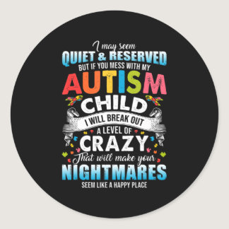 Autistic Autism Awareness Puzzle Pieces Proud Auti Classic Round Sticker