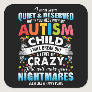 Autistic Autism Awareness Puzzle Pieces Proud Auti Square Sticker