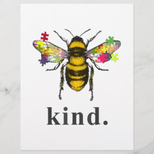 Autistic   Autism Be Kind Beekeeper Puzzle Piece Letterhead