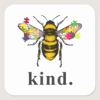 Autistic | Autism Be Kind Beekeeper Puzzle Piece Square Sticker