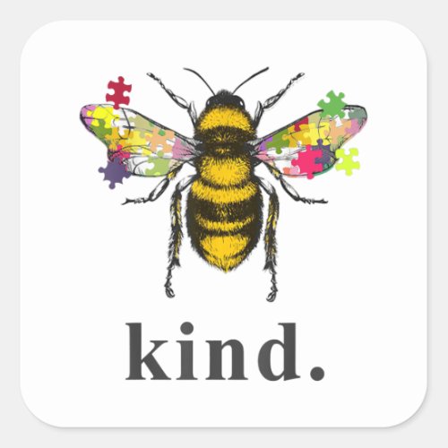 Autistic  Autism Be Kind Beekeeper Puzzle Piece Square Sticker