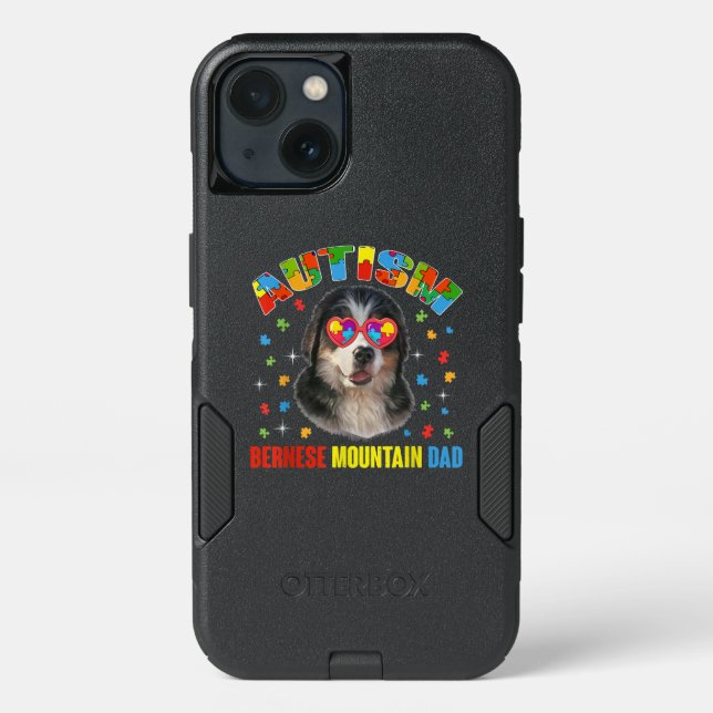 Autistic | Autism Bernese Mountain Dog Dad Puzzle Otterbox iPhone Case (Back)