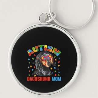 Autistic | Autism Dachshund Dog Mom Puzzle Piece Keychain