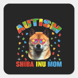 Autistic   Autism Shiba Inu Mom Puzzle Piece Square Sticker
