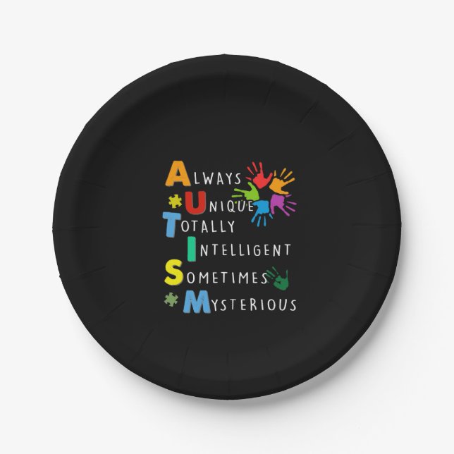 Autistic | Autism Strong Definition Paper Plates (Front)