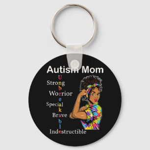 Autistic awareness Gift with Afro African American Keychain