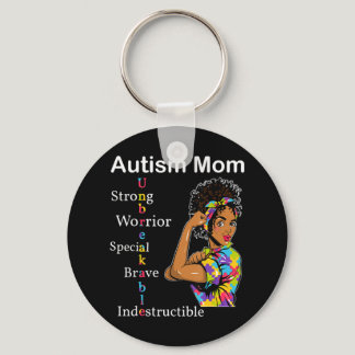 Autistic awareness Gift with Afro African American Keychain