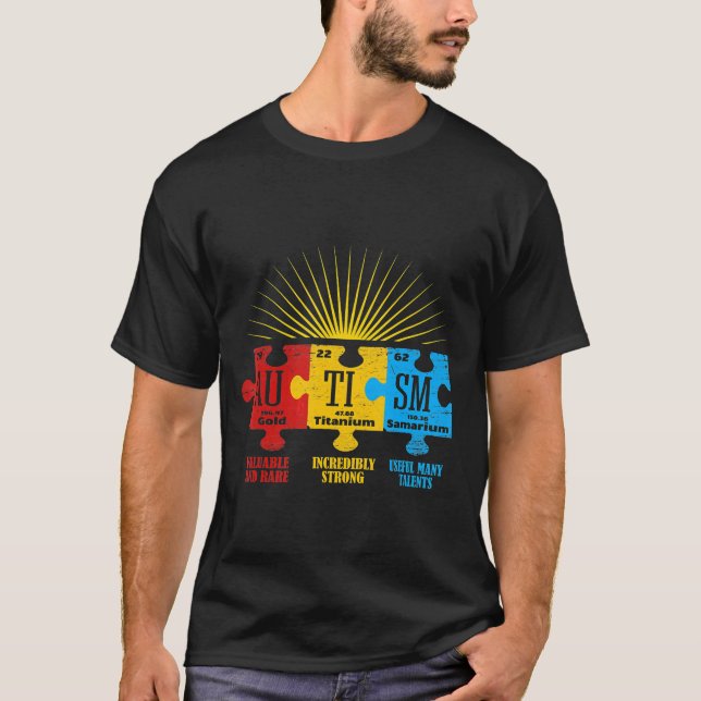 Autistic Awareness Puzzle Chemical Element T-Shirt (Front)